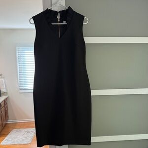 Calvin Klein Scuba Elegant Black Sleeveless Dress with Ruffle Detail size 10